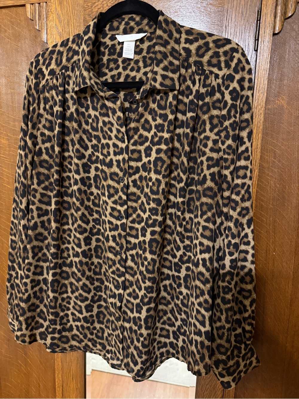 H&M Leopard Print Button-Down Shirt - Brown and Black, L